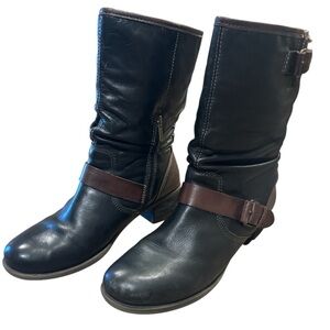 Pikolinos Le Mans Slouchy Moto Boot Leather Black Brown Womens Size EU 41 US 10